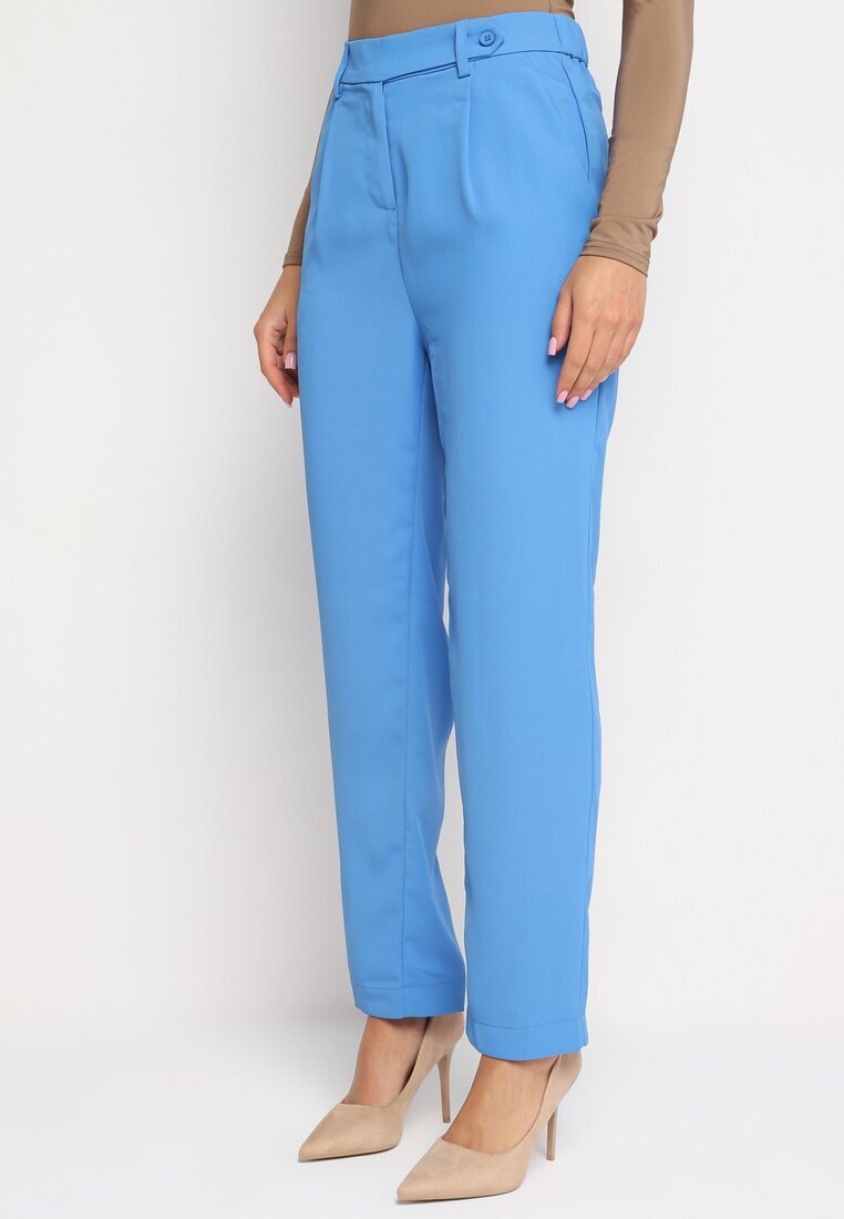 sophyline Pantaloni Albaștri Eleganți cu talie înaltă cu picioare drepte și elastic în talie Althema