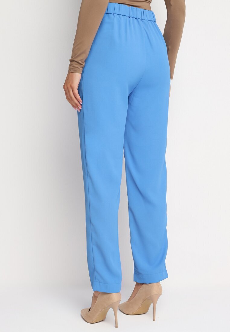 sophyline Pantaloni Albaștri Eleganți cu talie înaltă cu picioare drepte și elastic în talie Althema