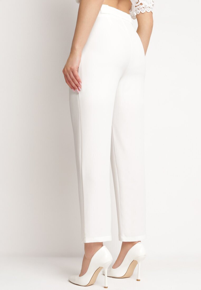 sophyline Pantaloni albi de costum cu fermoar Allegretta
