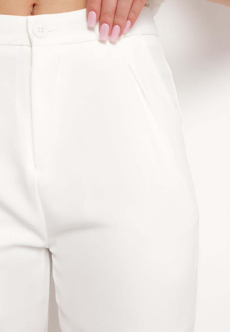 sophyline Pantaloni albi de costum cu fermoar Allegretta
