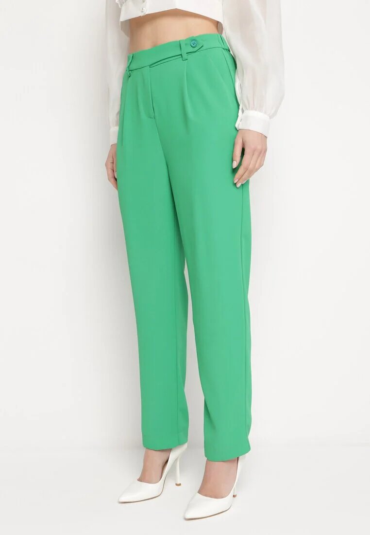 sophyline Pantaloni Verzi Eleganti cu talie înaltă cu picioare drepte și elastic în talie Althema