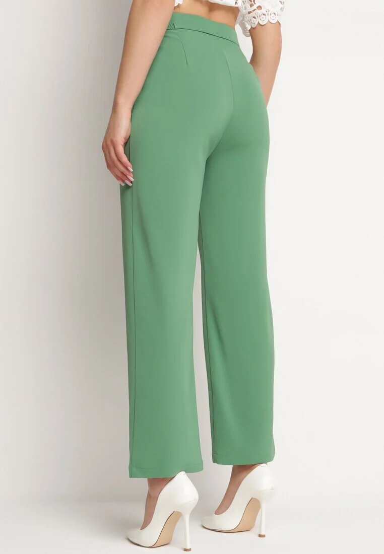 sophyline Pantaloni Verzi Eleganti Largi cu Talie Elastică și Fermoar Barcarola