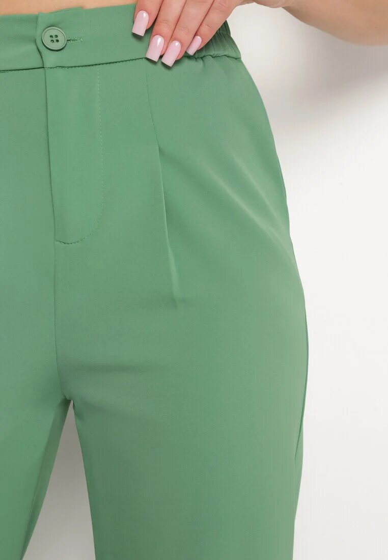 sophyline Pantaloni Verzi Eleganti Largi cu Talie Elastică și Fermoar Barcarola