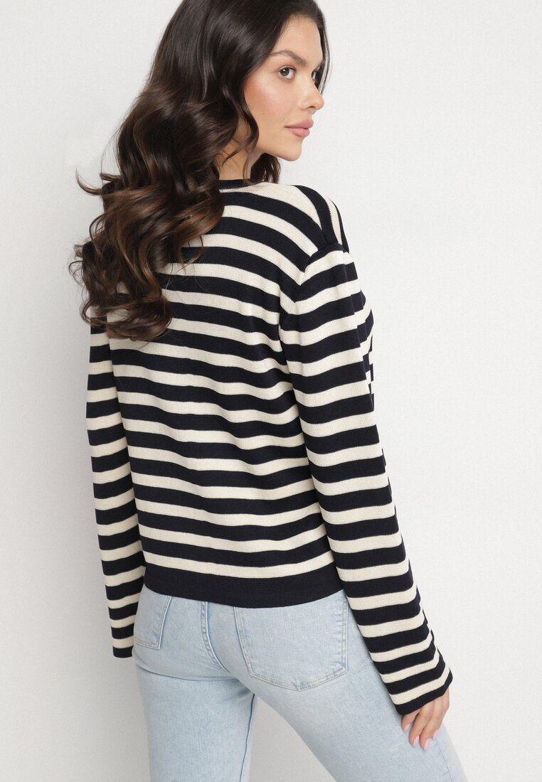 sophyline paris Cardigan Bleumarin Clasic cu Viscoză în Dungi Ivelreia