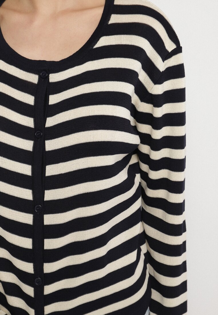 sophyline paris Cardigan Bleumarin Clasic cu Viscoză în Dungi Ivelreia