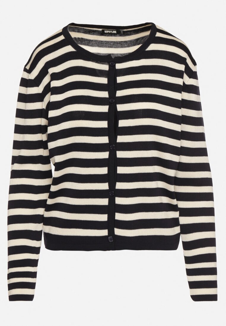sophyline paris Cardigan Bleumarin Clasic cu Viscoză în Dungi Ivelreia