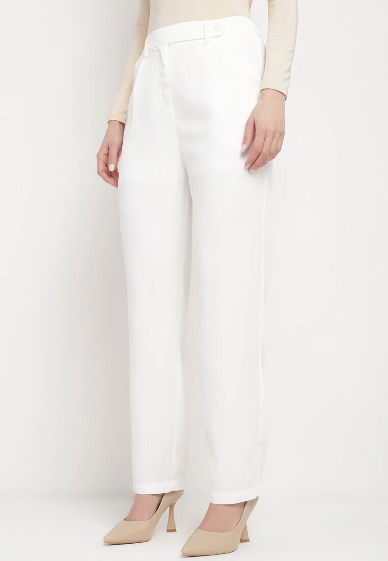 sophyline paris Pantaloni Albi Regular cu Talie Înaltă și Picioare Drepte Arcadiasa