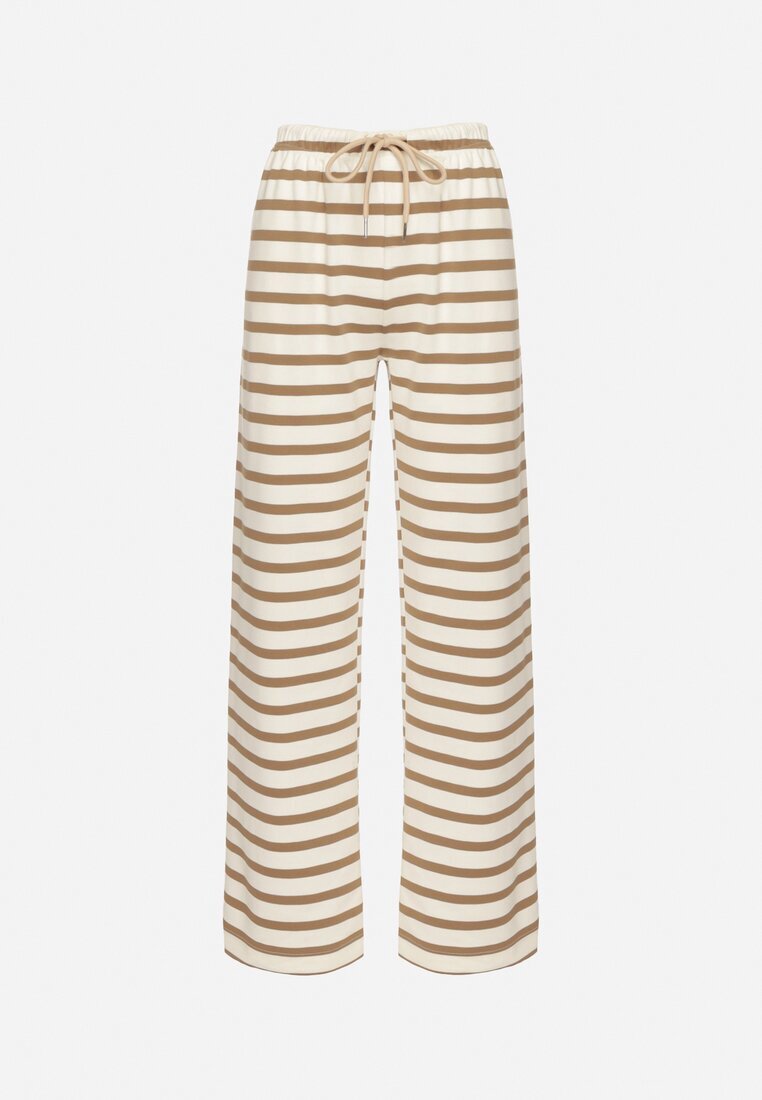 sophyline paris Pantaloni de trening Bej cu Bumbac croială largă în dungi Fenorila