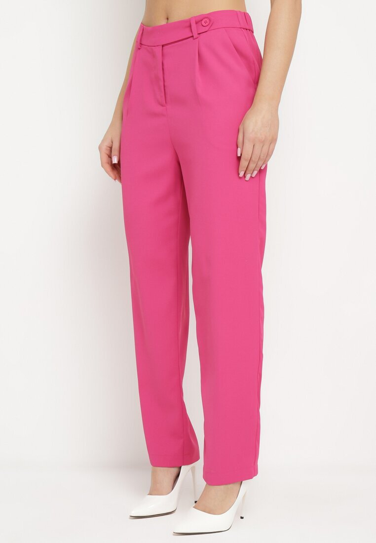 sophyline paris Pantaloni Fucsia Regular cu Talie Înaltă și Croială Dreaptă Arcadiasa