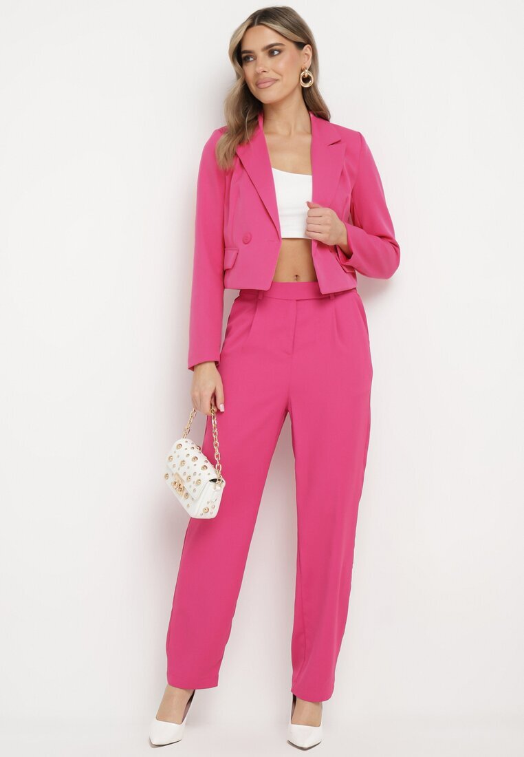 sophyline paris Pantaloni Fucsia Regular cu Talie Înaltă și Croială Dreaptă Arcadiasa