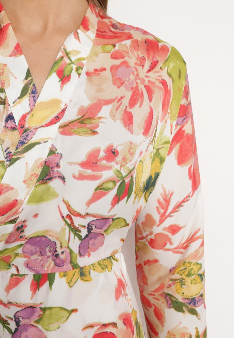 sophyline Rochie Alb-Roz tip plic cu Model Floral Anaviera