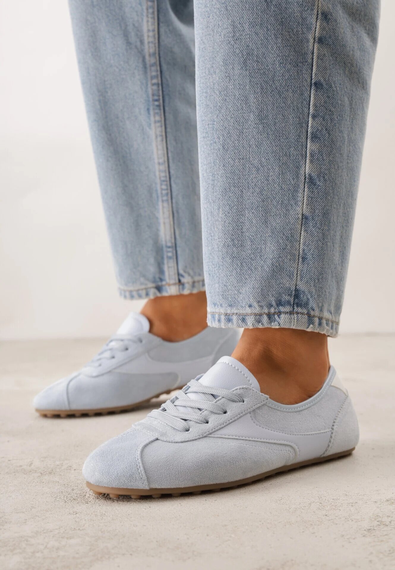 sport Sneakersi Albastre din imitație de piele întoarsă în stilul tenisilor de cult Aelliana