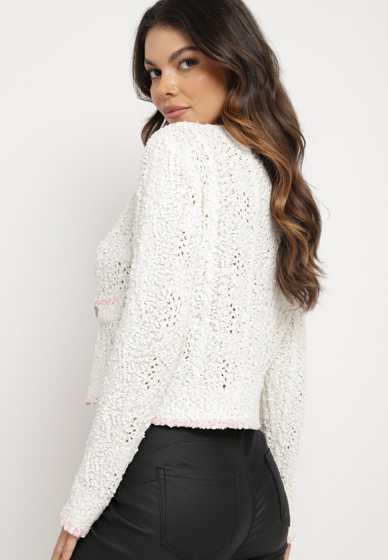 studio eleven Cardigan Bej cu Vâscoză cu nasturi și imitație de buzunare Liales