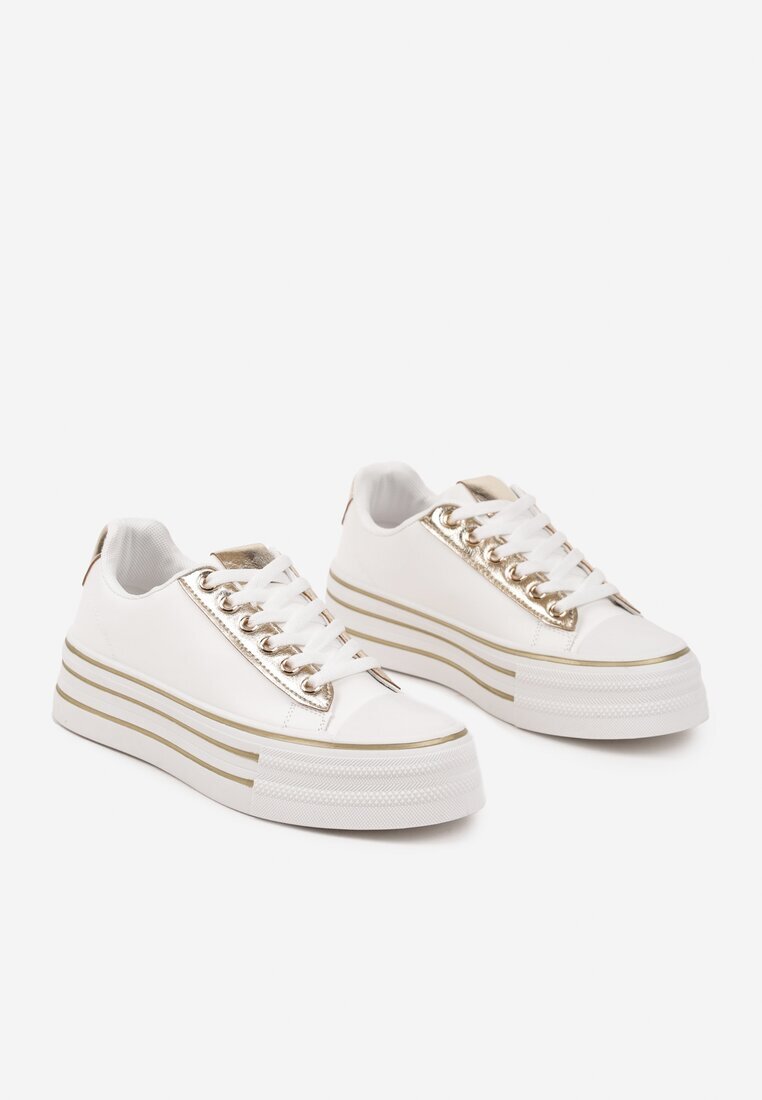 super mode Adidași Alb-Auriu Casual pe Talpă Groasă Peliren