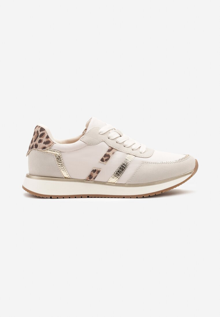 super mode Adidași gri deschis cu dungi decorative și inserții metalice Alanissea
