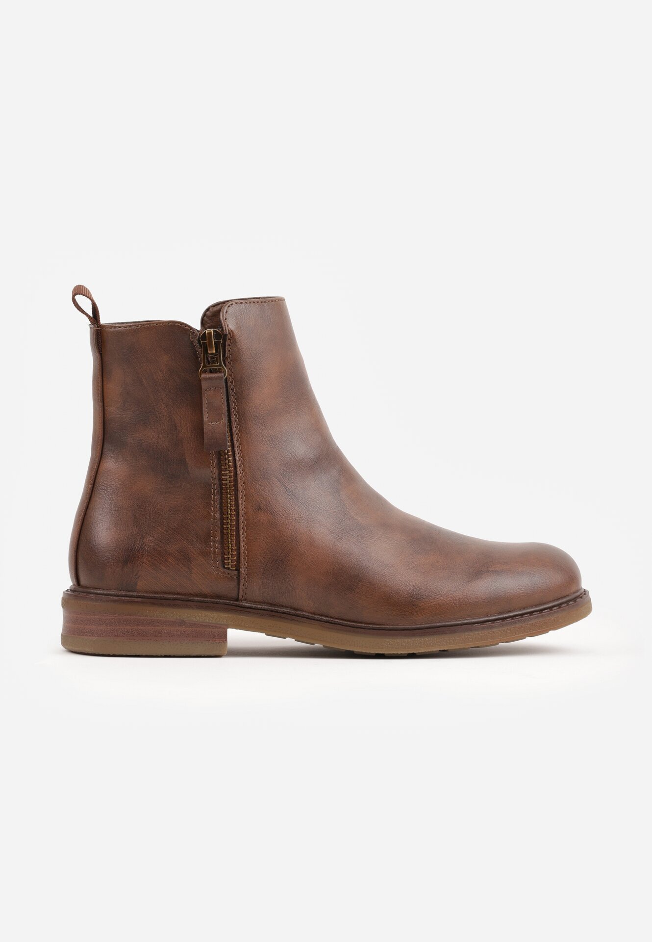 super mode Botine clasice cu toc plat și fermoar decorativ Wenica Maro