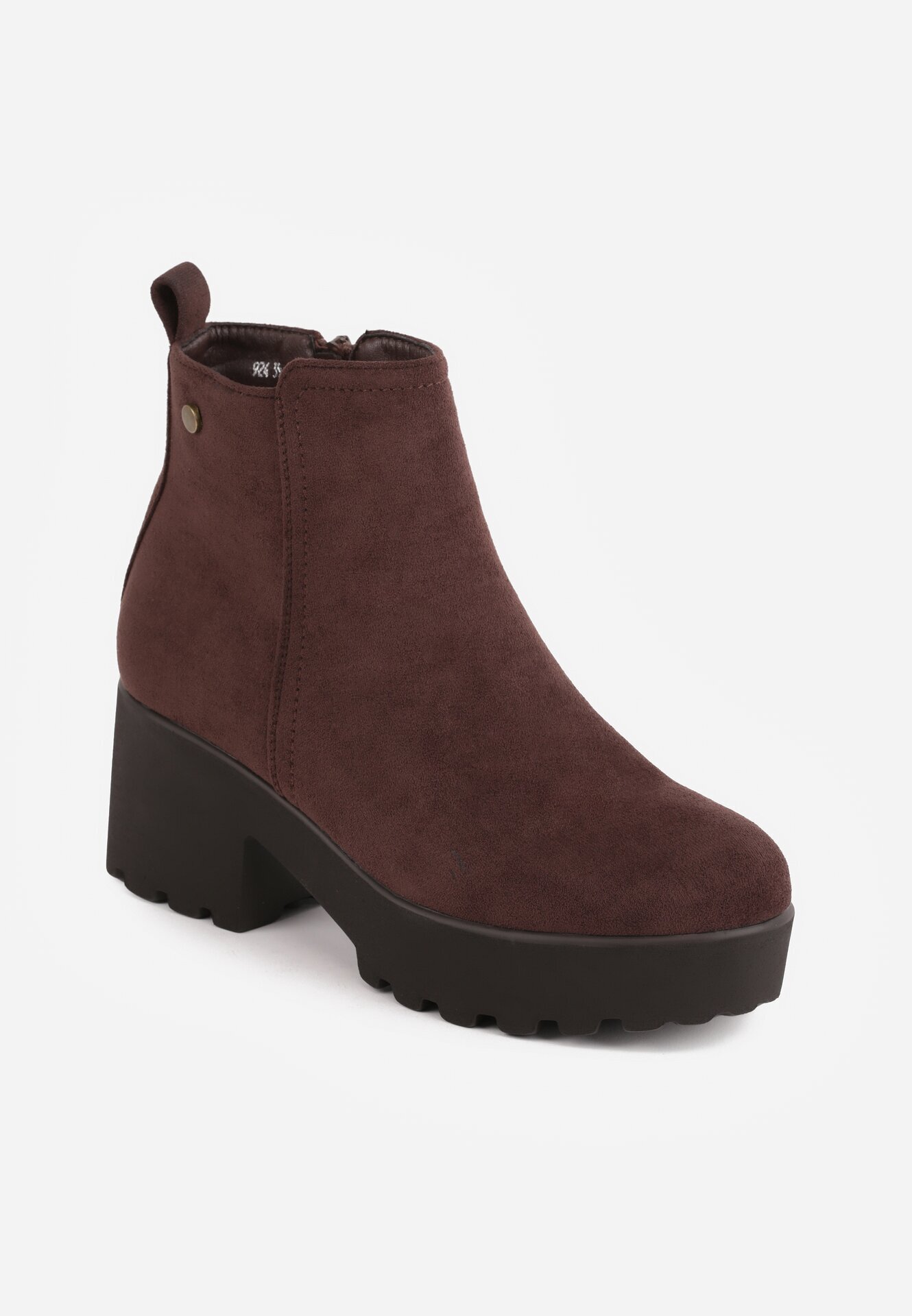 super mode Botine cu talpă groasă și toc decorate cu cusături Viveita Maro