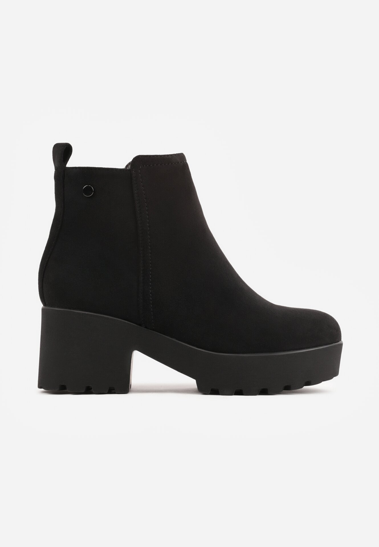 super mode Botine cu talpă groasă și toc decorate cu cusături Viveita Negre