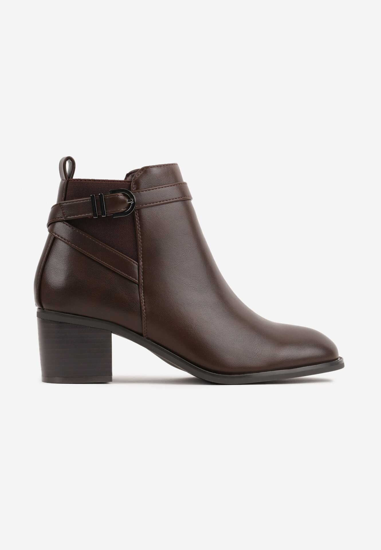 super mode Botine elegante cu toc gros cu inserție elastică și curea cu cataramă Danla Maro