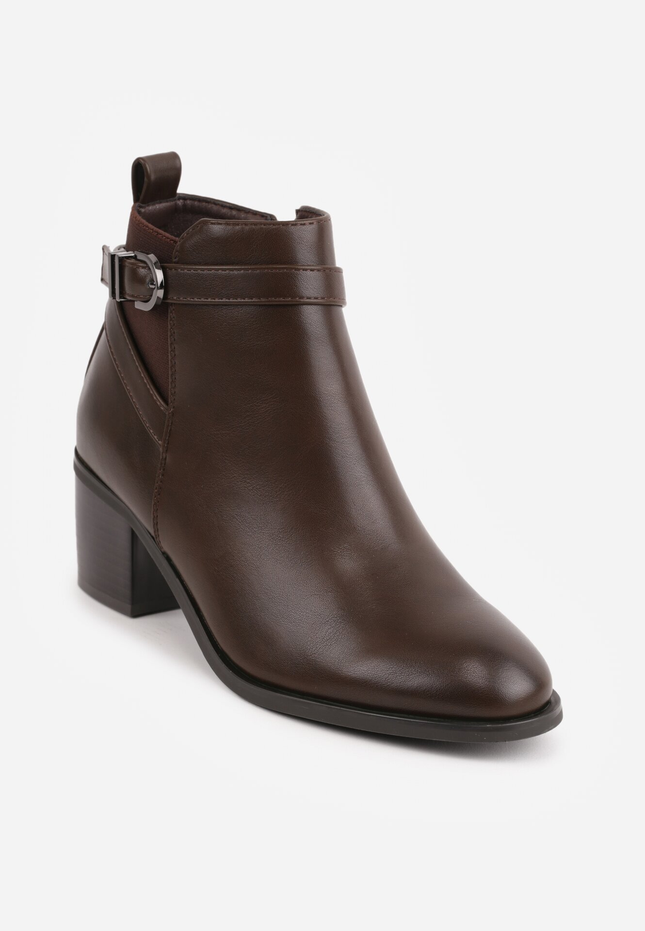 super mode Botine elegante cu toc gros cu inserție elastică și curea cu cataramă Danla Maro