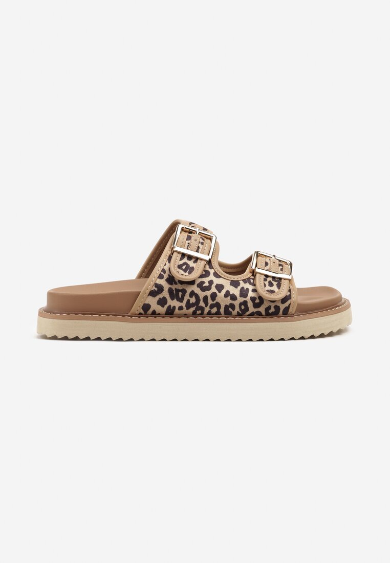 super mode Papuci Bej Leopard Clasice cu barete cu catarame Palavenna
