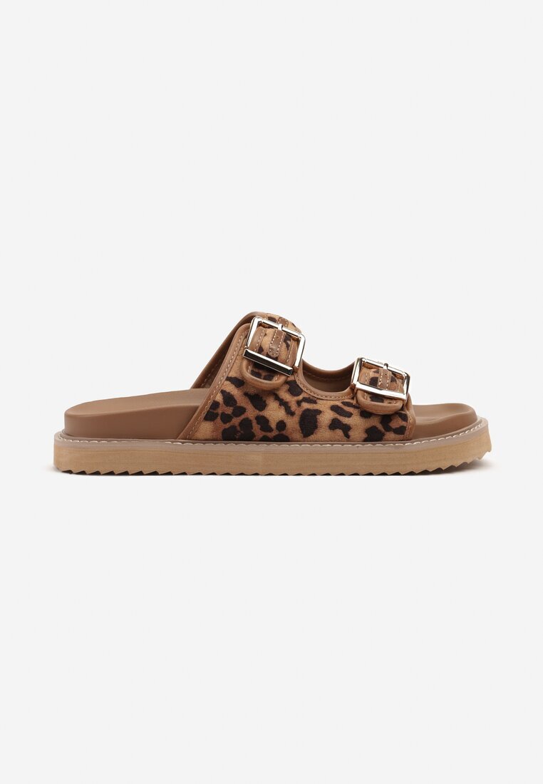 super mode Papuci Clasice cu imprimeu leopard Maro cu barete cu catarame Palavenna