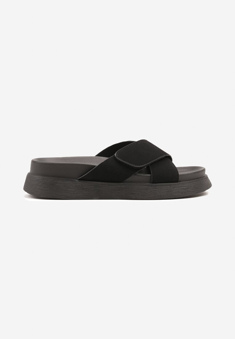 super mode Papuci Negri în Stil Sportiv cu Închidere cu Velcro Mevallia
