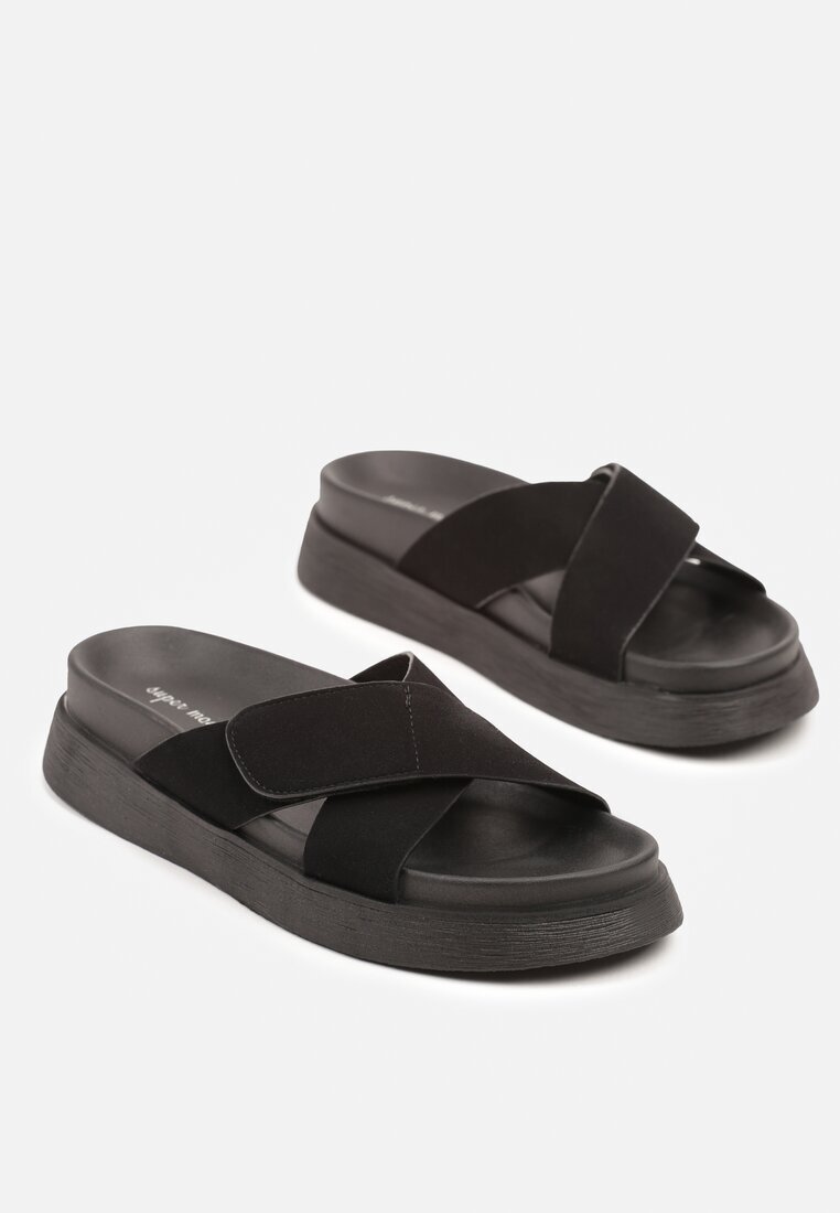 super mode Papuci Negri în Stil Sportiv cu Închidere cu Velcro Mevallia