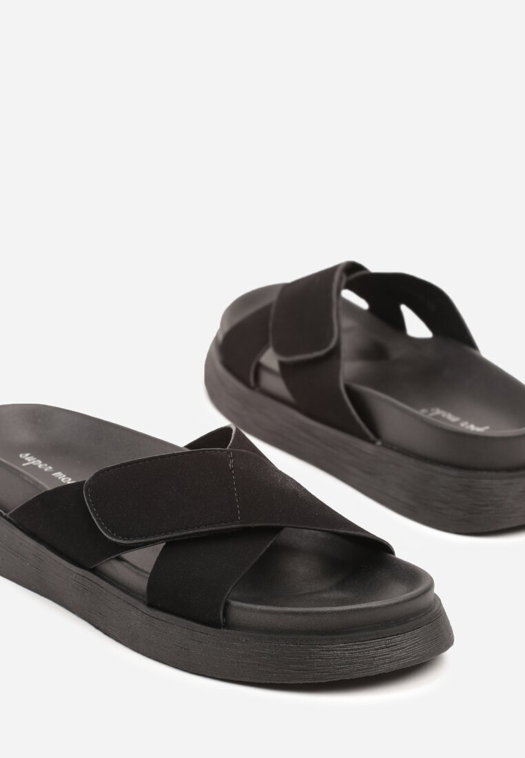 super mode Papuci Negri în Stil Sportiv cu Închidere cu Velcro Mevallia