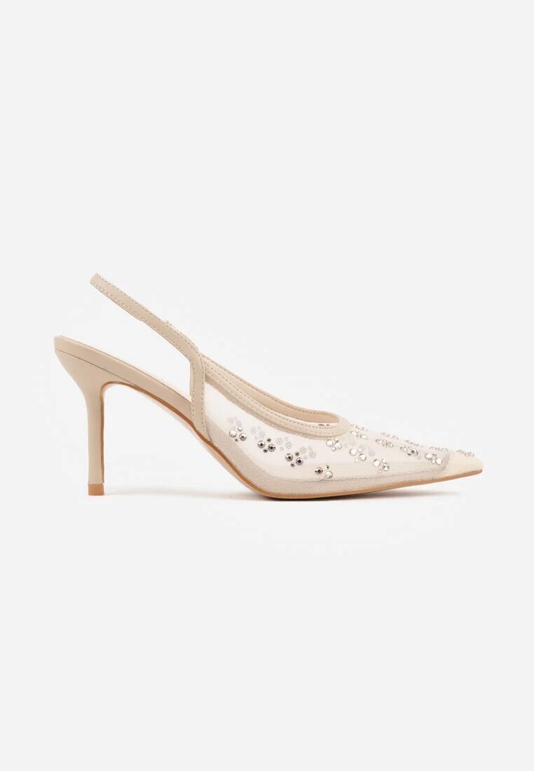 super mode Sandale Aurii din plasă slingback cu toc stiletto cu zirconii Eshirvyn