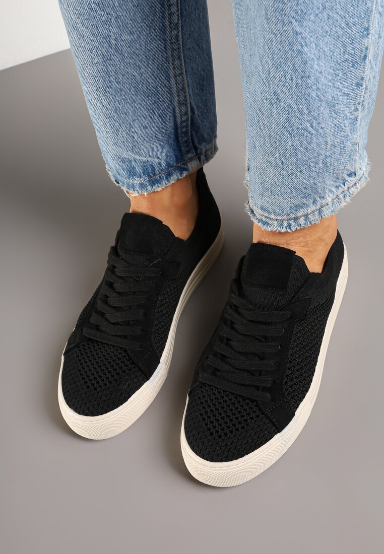 super mode Sneakers negre cu carâmb din plasă și fir metalic Nimiovana