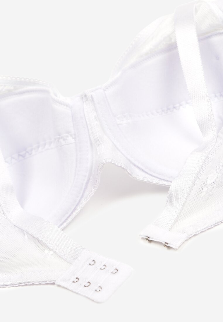  Sutien alb din dantelă cu bretele reglabile cu închidere cu agrafe Missaela