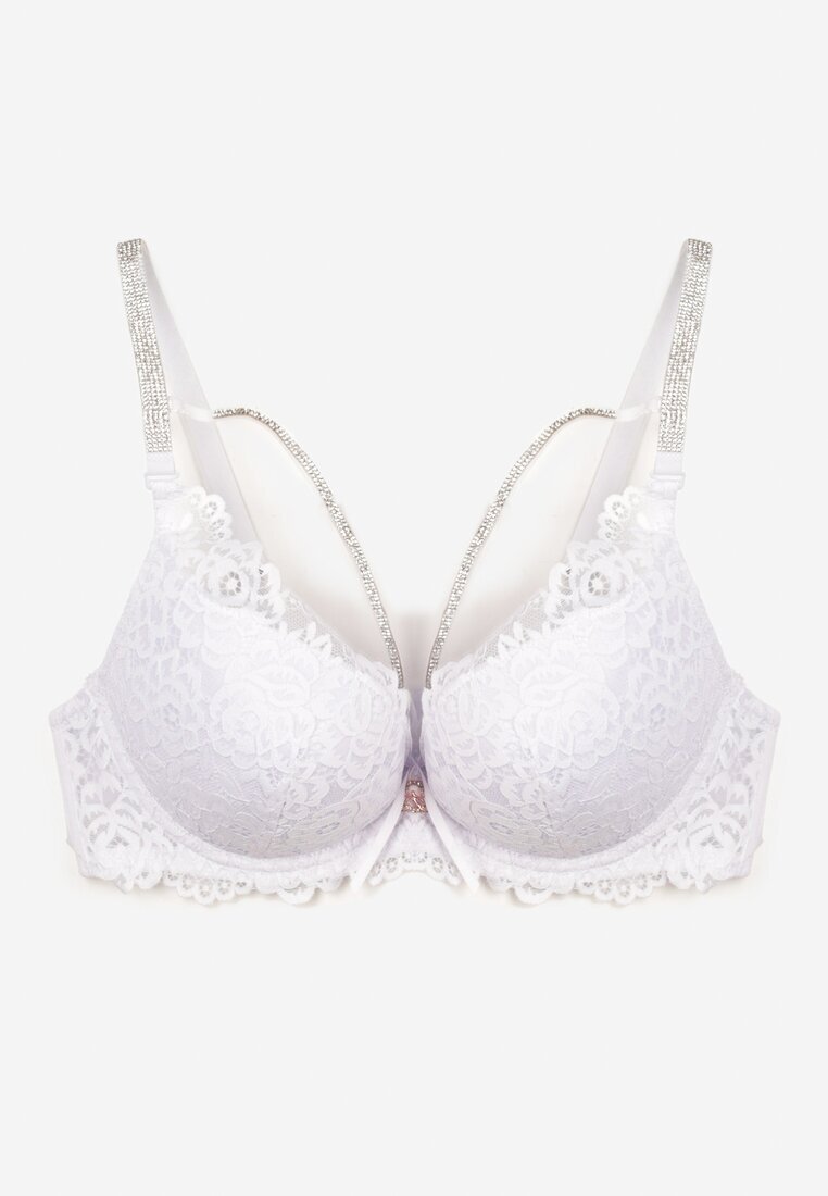  Sutien Alb Din dantelă Push-Up cu Zirconii Decorative Hevantia