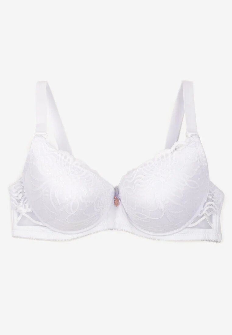  Sutien Alb Full Cup cu Dantelă și Fundă Caliri