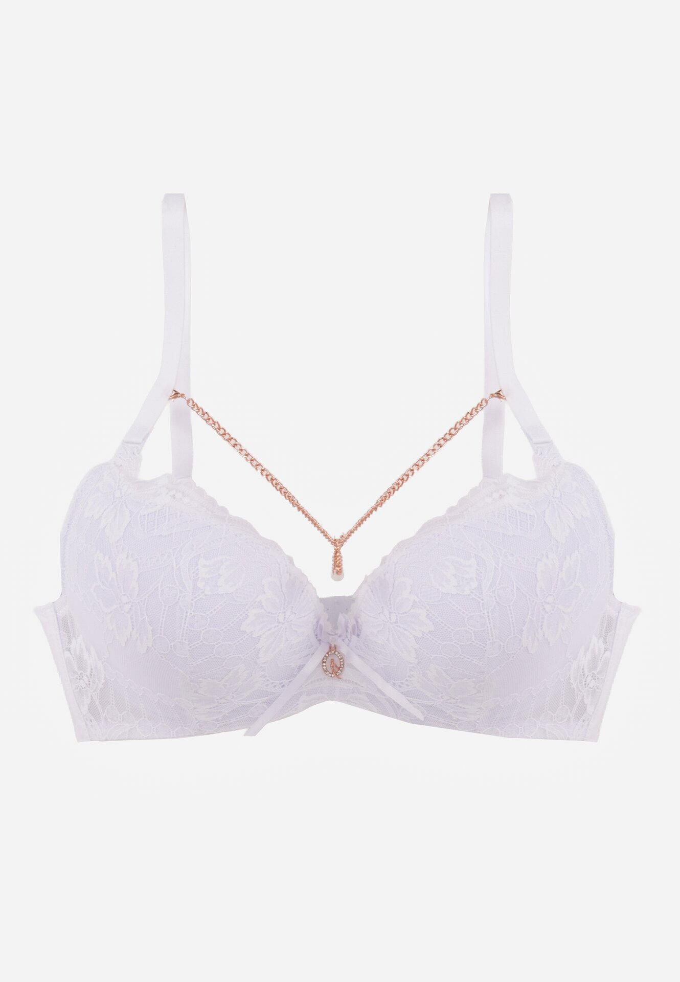  Sutien Alb Push Up cu lănțișor care imită un colier Amarainna