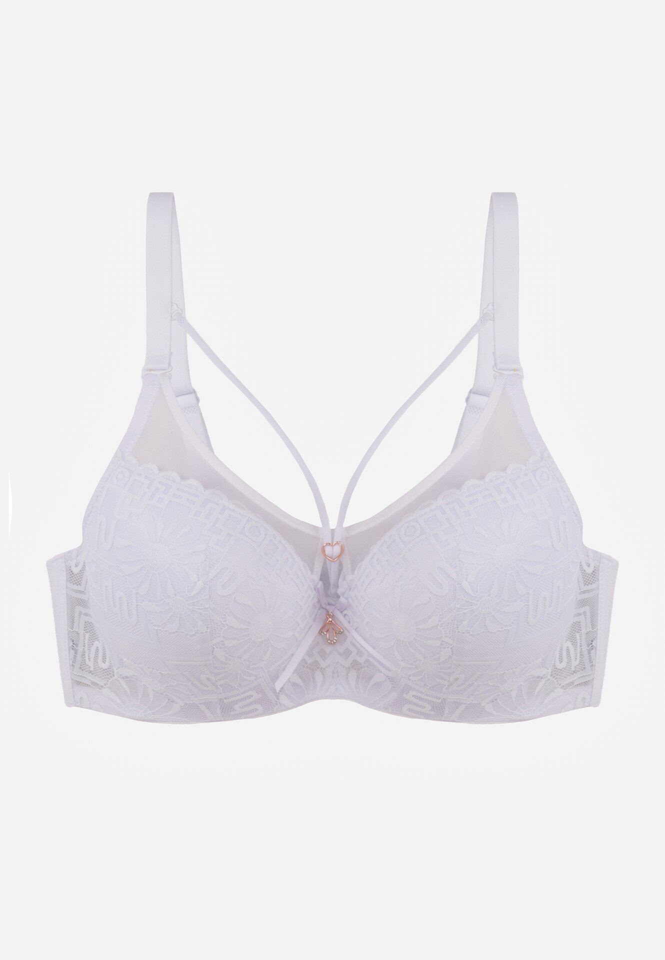  Sutien Alb Tip Full Cup cu Dantelă și Bretele Reglabile Nestakate
