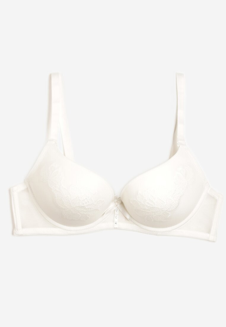  Sutien Bej deschis tip Push Up cu fundiță decorativă și trandafiri Nivrine