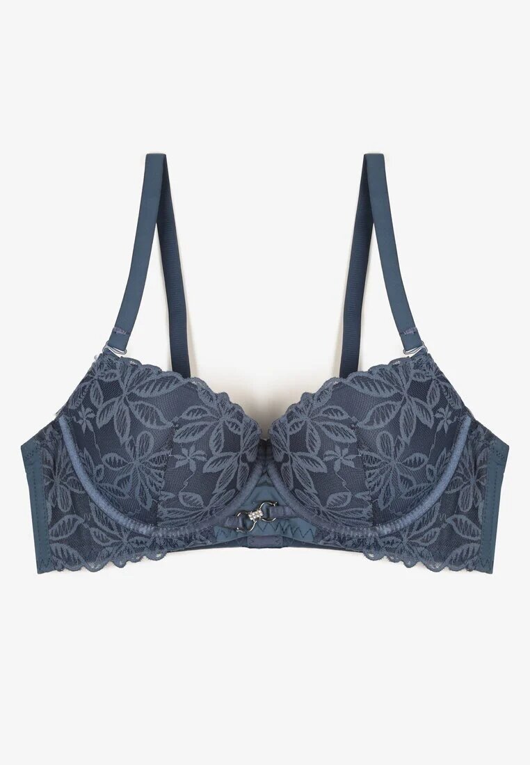  Sutien Bleumarin cu dantelă Tip Push Up cu bretele reglabile și detașabile Ilathwen