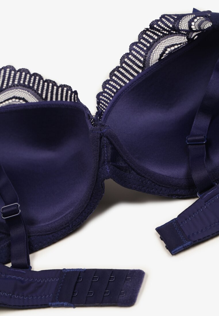  Sutien bleumarin cu dantelă tip push-up Selovia