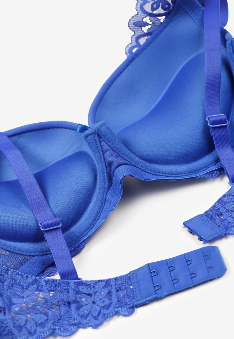  Sutien bleumarin dantelat cu efect Push Up Grateria