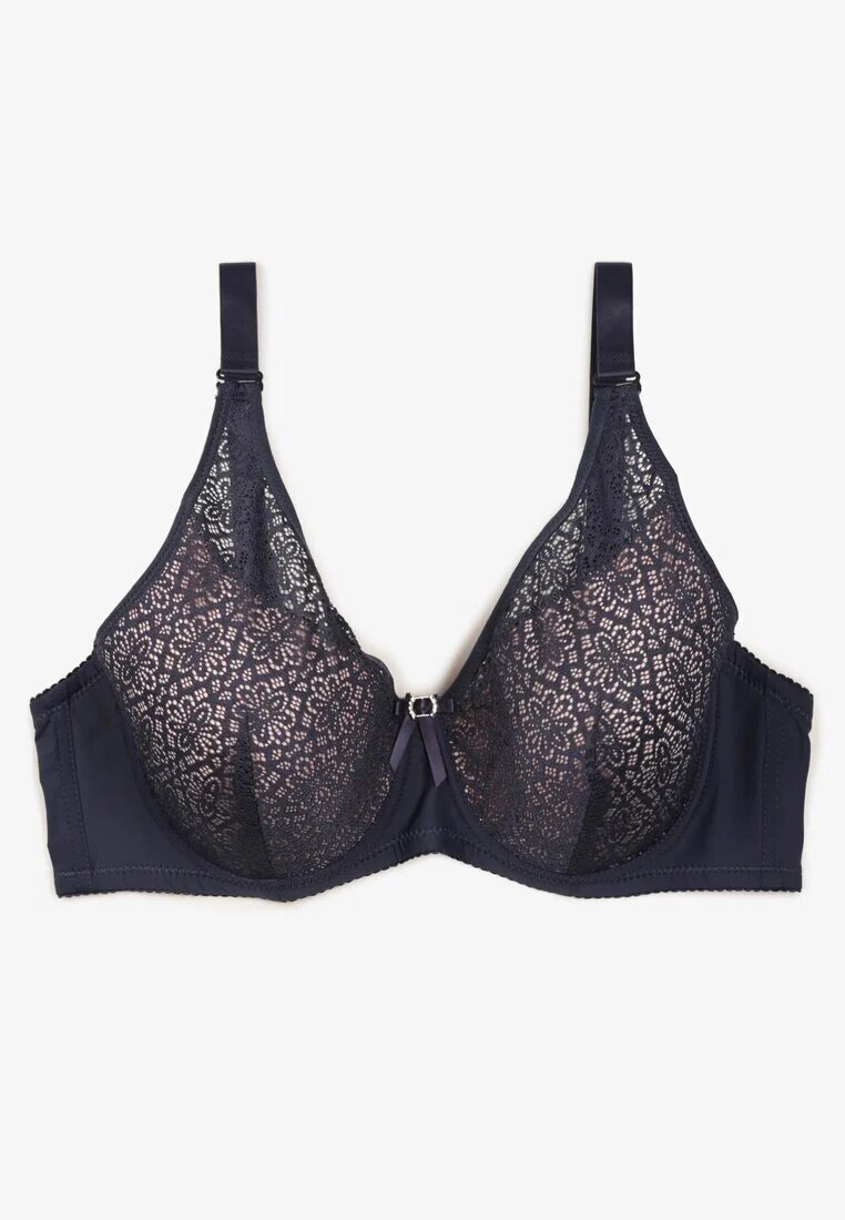  Sutien bleumarin Full Cup din dantelă cu fundiță și cu zirconii Lonikoria