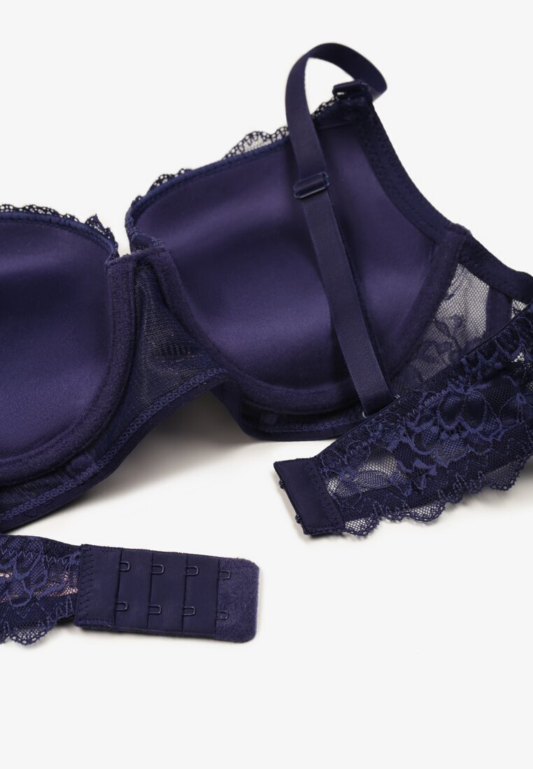  Sutien Bleumarin-Roz din dantelă Tip Push Up Temitia