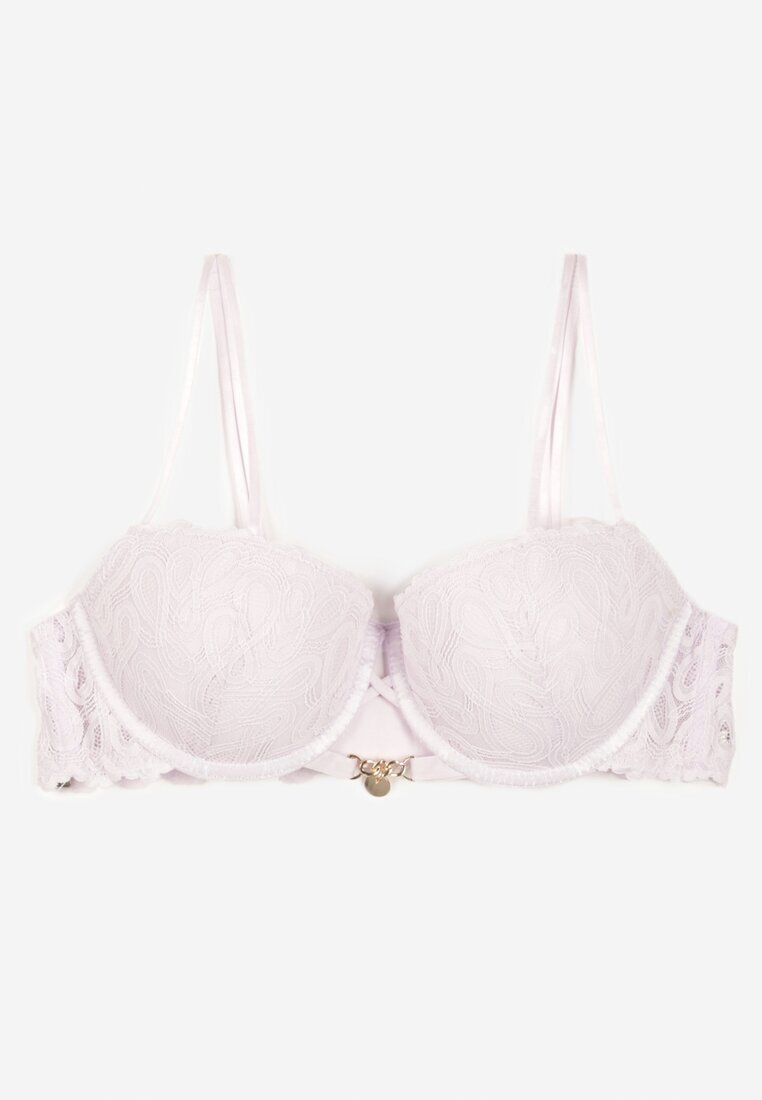  Sutien de dantelă Mov deschis Push Up cu bretele duble reglabile Emilinoria