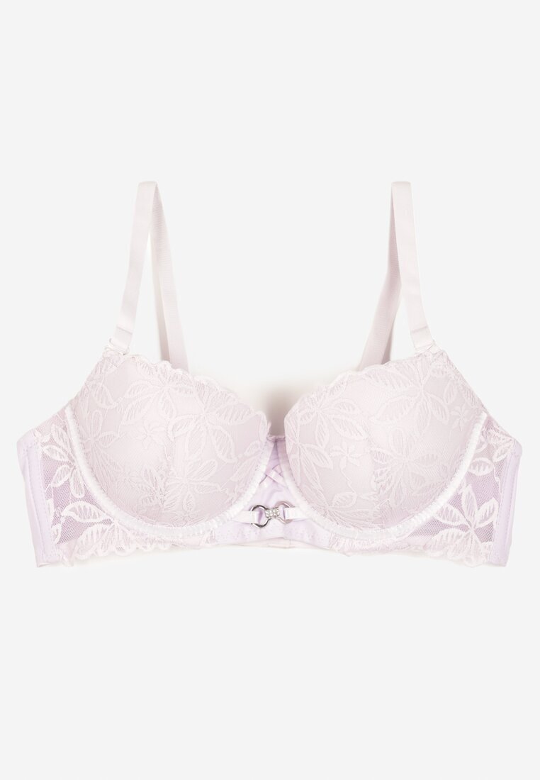  Sutien din dantelă mov deschis tip Push-Up cu bretele reglabile detașabile Ilathwen