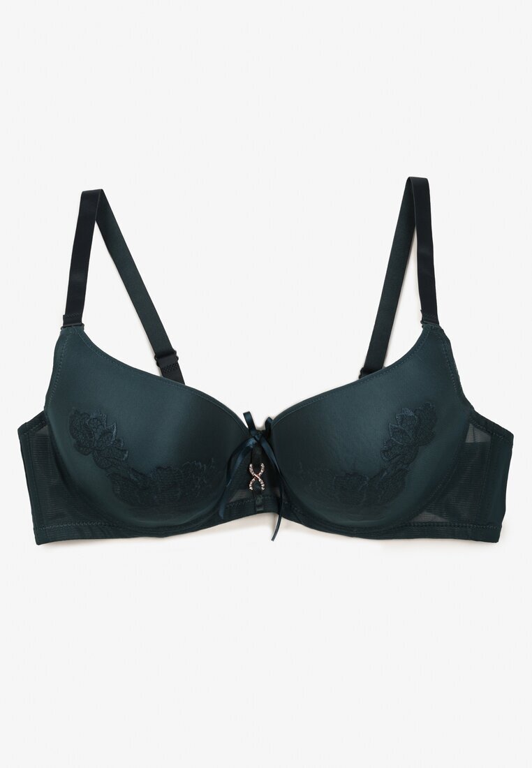  Sutien Full Cup Verde închis cu Dantelă pe Cupe Awenora