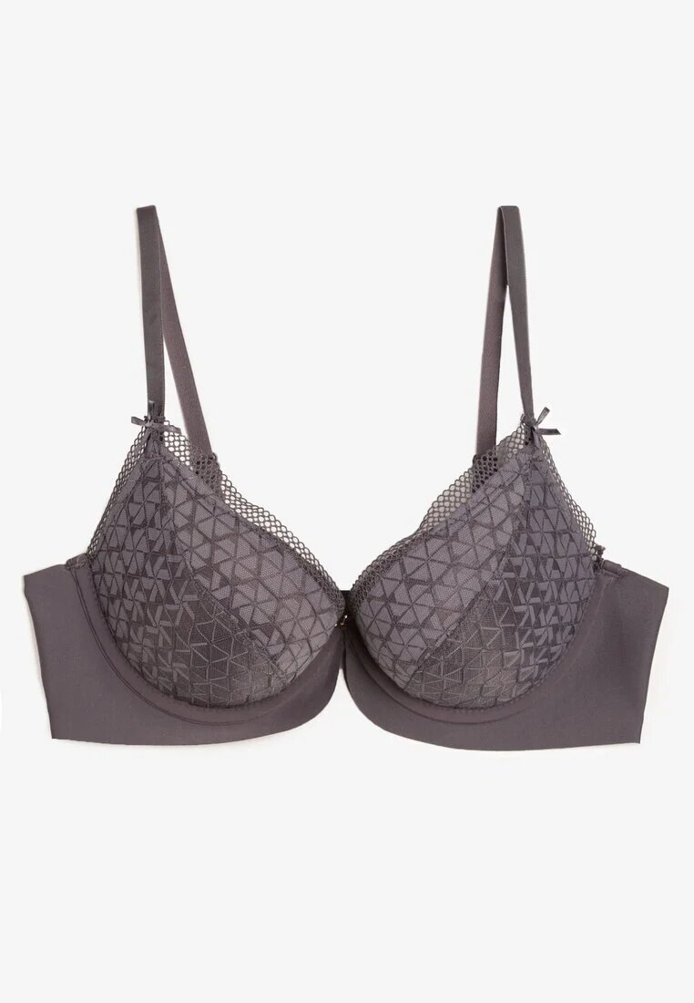  Sutien gri închis cu Plasă Decorativă Zorale