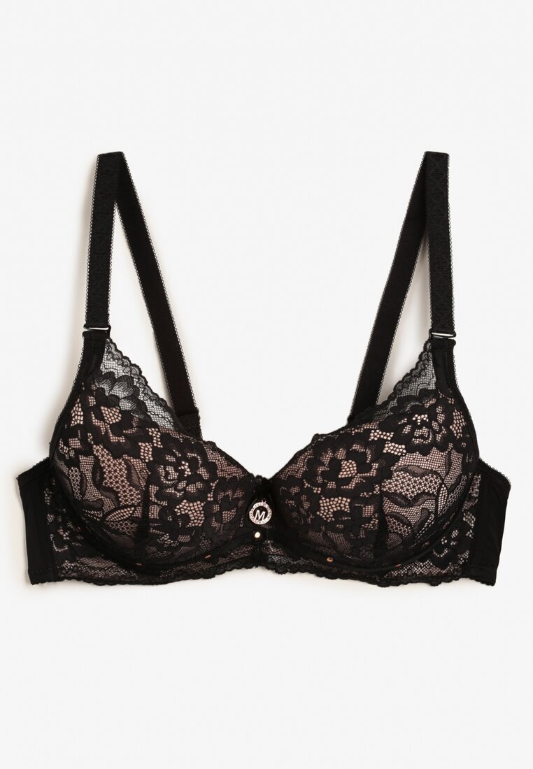  Sutien Negru-Bej dantelat Push-up Vectora