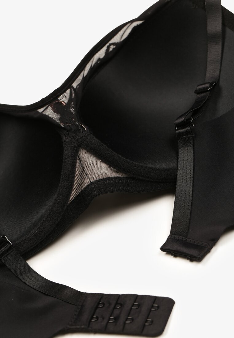  Sutien Negru-Bej din Dantelă cu Efect Push-Up Donantia