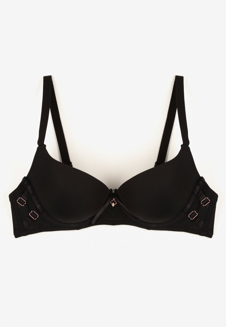  Sutien Negru Cupă B Push-up cu bretele reglabile și aplicație metalică Alerista