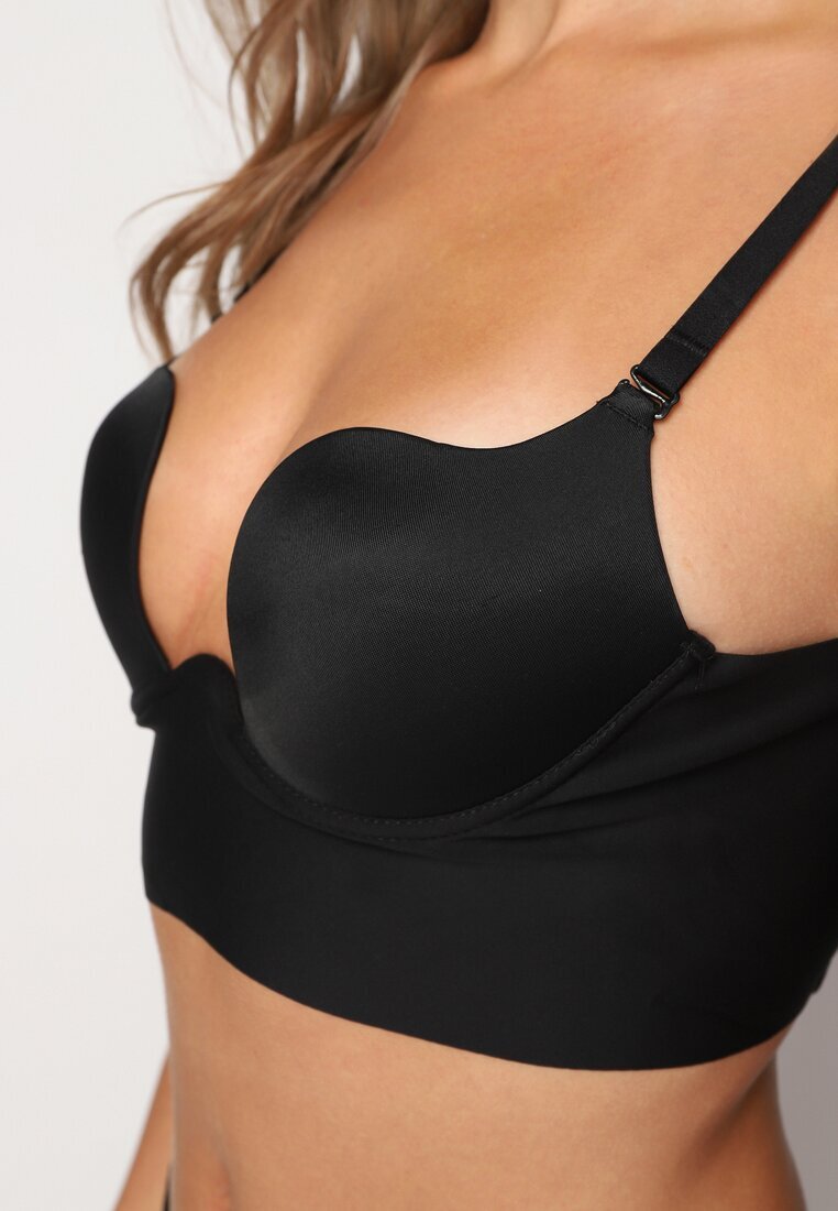  Sutien Negru Cupe C Push Up cu Bretele Reglabile Mivitha